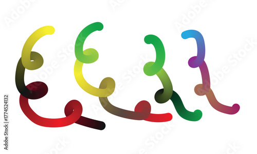 Colourful abstract swirling shapes with a playful and energetic feel on a white background