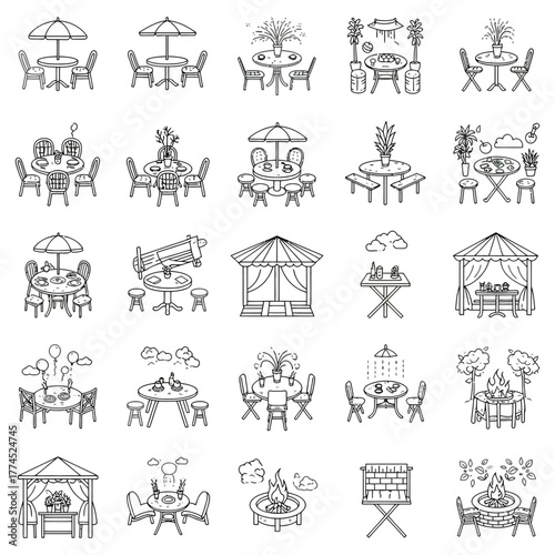 outdoor dining area cozy tables and chairs setup for relaxing dining al fresco in a garden or patio perfect for restaurants and backyard events