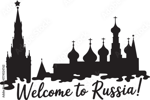 Welcome To Russia Silhouette Famous Landmark Moscow Kremlin Scenery Scene