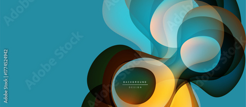 Fotografie Abstract colorful shapes overlap, creating dynamic visual effect