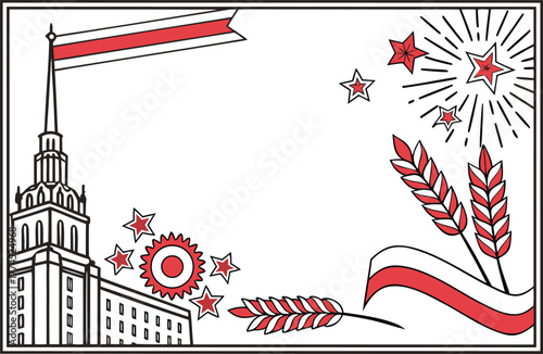 October Revolution Day Celebration in Belarus Illustration. Belarus National Holiday October Revolution Artwork. Belarus October Revolution Day Historical Celebration Design. National Celebration