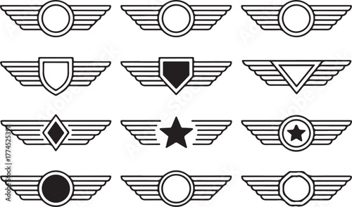 Winged Badge Symbol Retro Emblem Graphics Aviation Insignia Insign Silhouette