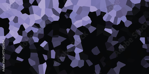 Abstract geometric mosaic pattern in shades of purple and black creating a modern and artistic background with a crystalline or stained glass effect for design