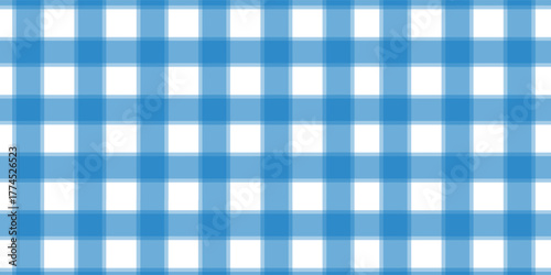 blue and white gingham seamless pattern. Checkered texture for picnic blanket, tablecloth, plaid, clothes. Italian style overlay, fabric geometric background, retro textile design.