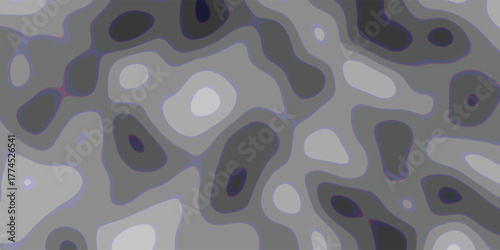 Abstract topographical contour lines in grayscale with delicate purple and blue edging creating a dynamic and flowing organic pattern