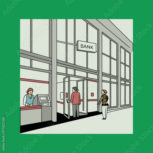 Papier peint Creative drawing collage picture of bank building banker economist entrepreneur