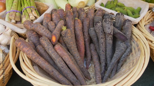Provence Market with Fresh Purple Carrots