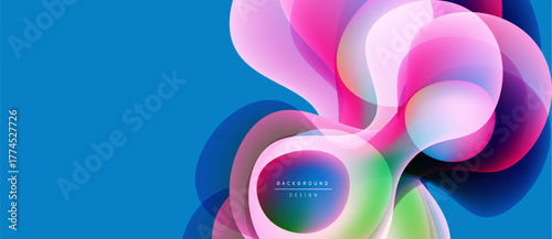 Abstract floral design. Vibrant colors blend, creating dynamic visual impact. Smooth shapes overlap, forming modern composition.