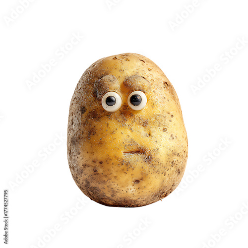 Cute Sad Potato Character with Googly Eyes