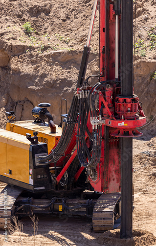 a machine for drilling holes in the ground for piles of high-rise buildings
