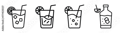 Classic gin and tonic drink vector illustration