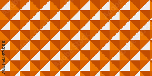 Abstract orange geometric cube wall creative concept triangle overlap square technology background. vector digital cubes fabric and wallpaper grid block texture background.	