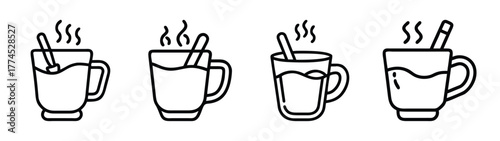 Cozy hot cider with cinnamon stick illustration vector graphic