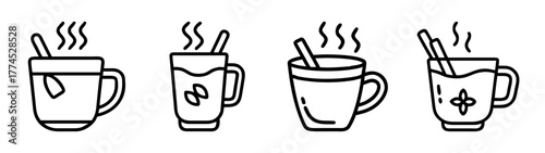 Vector illustration of delicious hot cider with cinnamon sticks