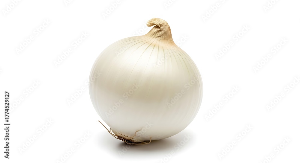 Fototapeta premium Isolated white onion bulb on white background for recipe ideas and cooking ingredient needs
