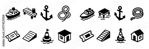Ferry Crossing Icons