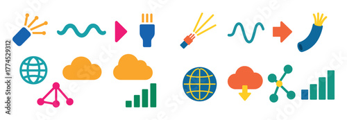 Colorful Fiber Optic Icons