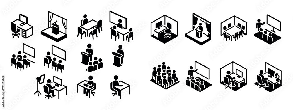 Naklejka premium Monochrome Work Icons