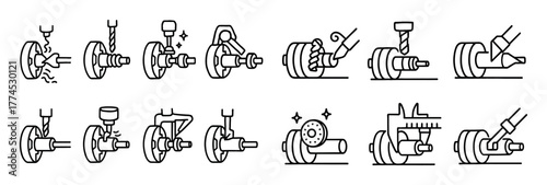 Lathe Work Doodle Icons