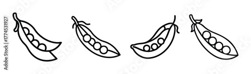 Green peas in pod vector illustration simple icon food vegetable