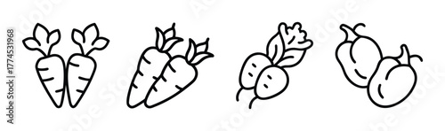 Diverse fresh vegetables collection flat illustration vector graphic
