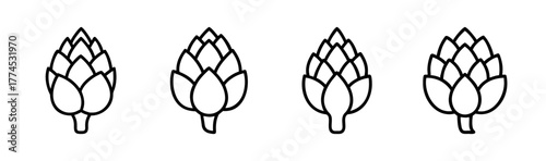 Vector illustration of a green artichoke with leaves