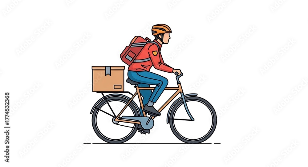 Obraz premium Motorcycle delivery service vector illustration fast shipping courier on bike design