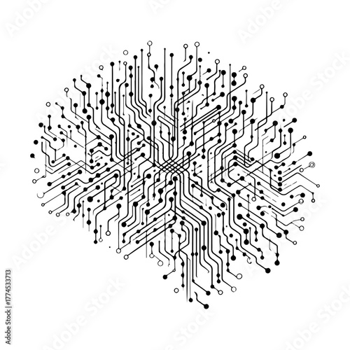 Circuit Board Brain Illustration Representing Artificial Intelligence and Technology