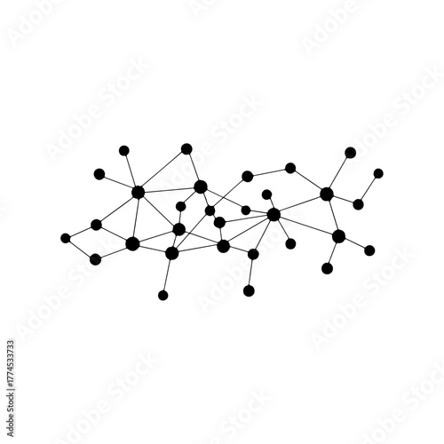 Abstract vector graphic of a network with interconnected nodes. A symbol of decentralized systems, data communication, and AI-driven technological connections