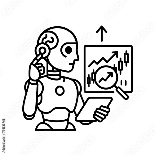 AI Analysis Robot Analyzing Financial Trends with Charts