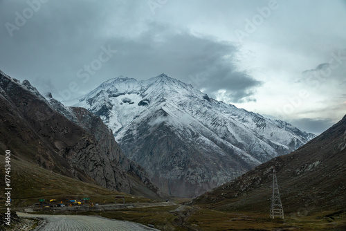 Snow-Covered Himalayan Peaks at Dusk, Zero Point, Kargil – Kashmir, India
