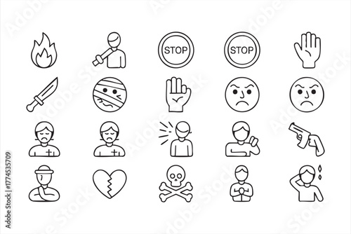 Black and white vector set of alert and caution symbols for safety illustration use