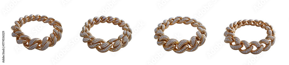 Obraz premium Four sparkling crystal bracelets isolated on transparent background