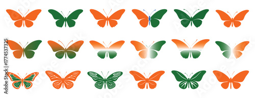 Indian tricolour decoration butterfly: republic day 26 january and 15 august independence vector clipart illustration, government, invitation, honour, anniversary, freedom, flag, greeting, card,