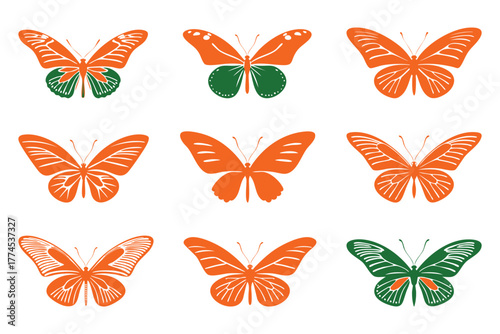 Indian tricolour decoration butterfly: republic day 26 january and 15 august independence vector clipart illustration, government, invitation, honour, anniversary, freedom, flag, greeting, card,