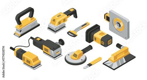 Isometric power tools set: modern equipment for construction and diy projects