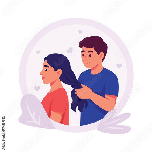 Take a look a this amazing illustration of hair braiding in modern style