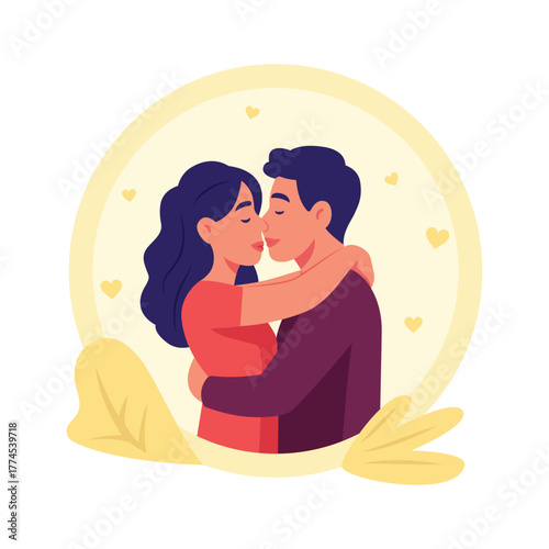 Well designed flat illustration of couple embracing with love and closeness