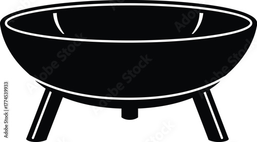 Metal patio fire pit bow vector silhouette icon