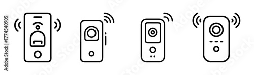 Video doorbell and wireless security icon set