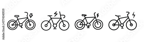 Electric bike four different outline style icons