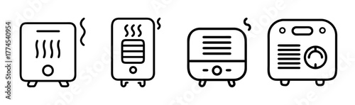 Four modern space heater appliance outline vector