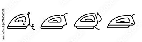 Laundry appliance electric iron outline icon set