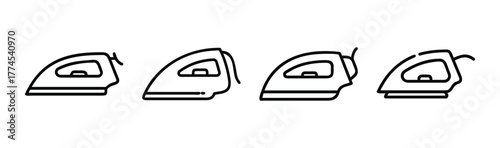 Outline vector icon set of electric iron appliance