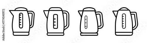 Outline icons of modern electric water boilers