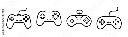 Console video game controllers outline icon collection