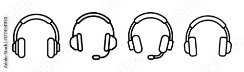 Various headset and headphone technology icons