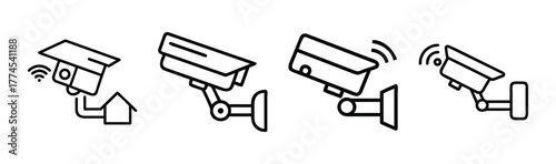Security surveillance camera monitoring system icon set