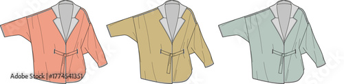 Trendy Open Front Cardigan with Tie Belt in Multiple Colors Illustration