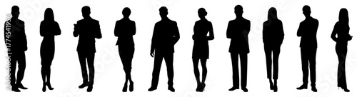 Silhouette business professionals, man and woman standing vectpr illustration